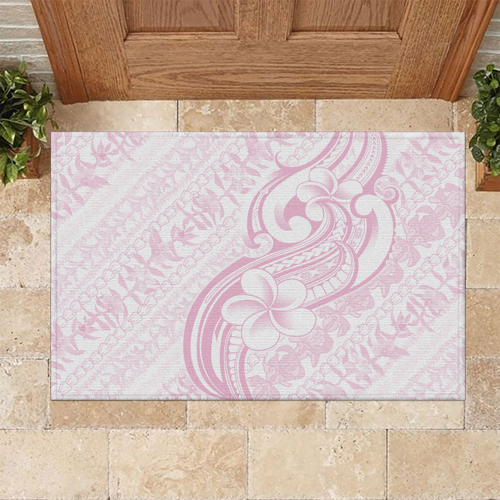 Hawaii Plumeria Lokelani Pikake Lei Rubber Doormat Poni Mama Polynesian Tattoo LT9 Pink - Polynesian Pride