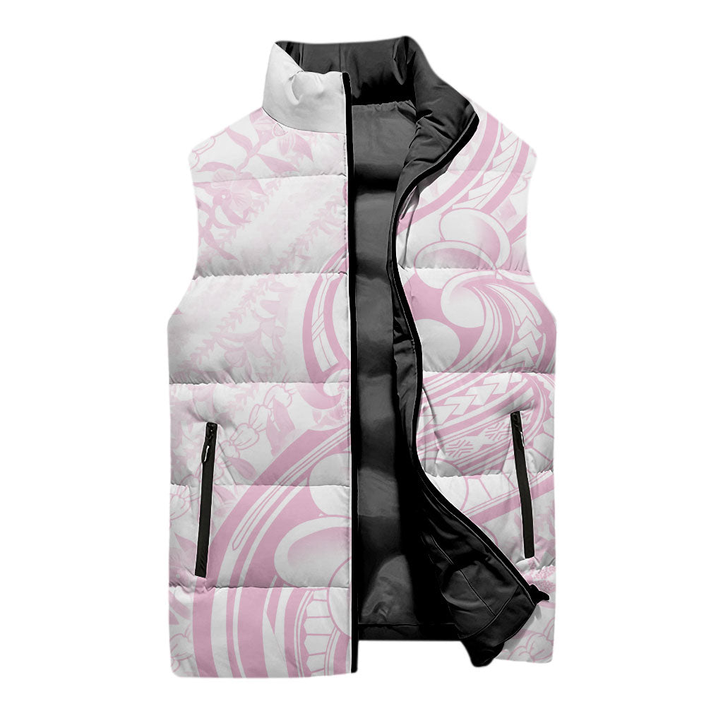 Hawaii Plumeria Lokelani Pikake Lei Sleeveless Puffer Jacket Poni Mama Polynesian Tattoo LT9 - Polynesian Pride