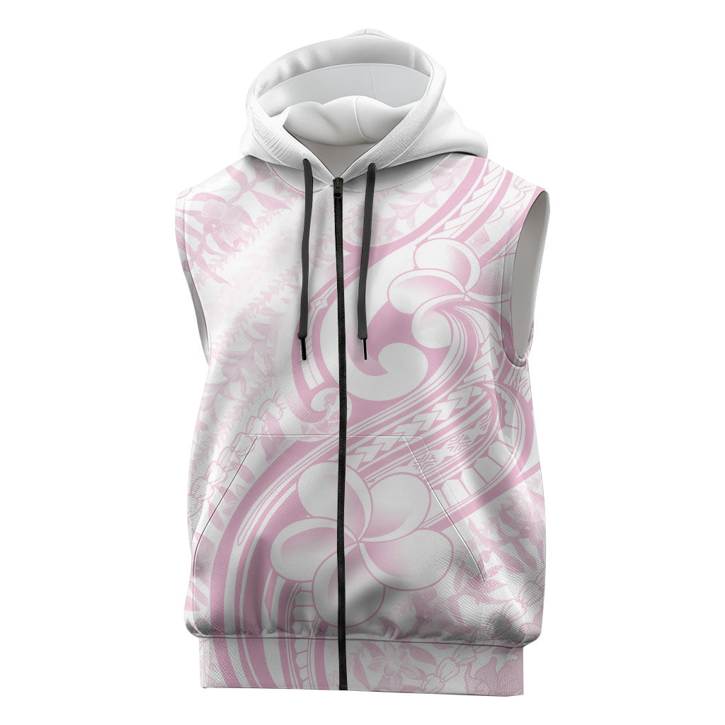 Hawaii Plumeria Lokelani Pikake Lei Sleeveless Zip Hoodie Poni Mama Polynesian Tattoo LT9 Pink - Polynesian Pride