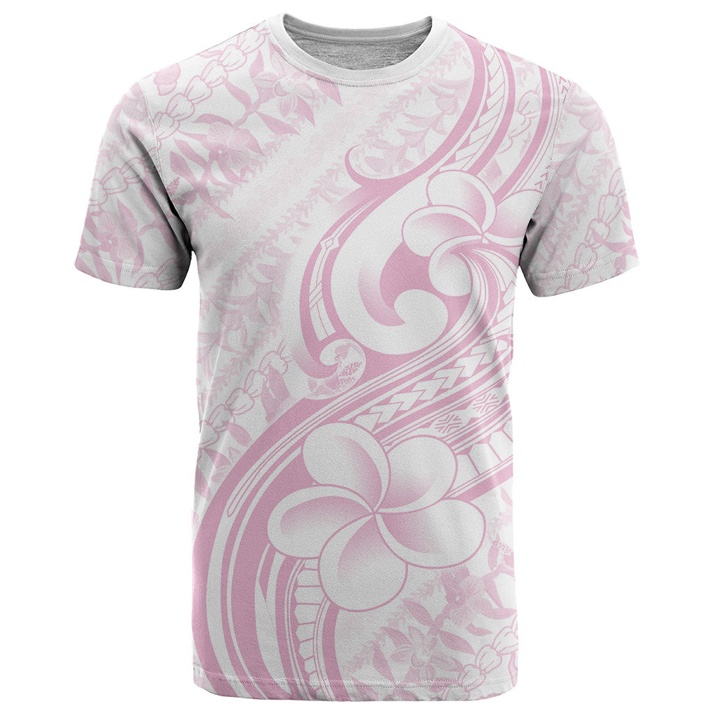 Hawaii Plumeria Lokelani Pikake Lei T Shirt Poni Mama Polynesian Tattoo LT9 Pink - Polynesian Pride