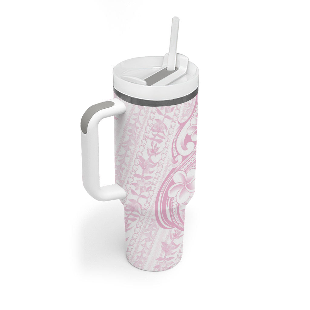 Hawaii Plumeria Lokelani Pikake Lei Tumbler With Handle Poni Mama Polynesian Tattoo