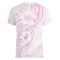 Hawaii Plumeria Lokelani Pikake Lei Women V-Neck T-Shirt Poni Mama Polynesian Tattoo