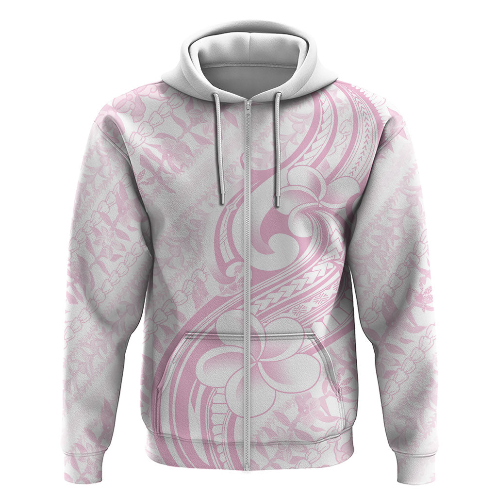 Hawaii Plumeria Lokelani Pikake Lei Zip Hoodie Poni Mama Polynesian Tattoo LT9 Zip Hoodie Pink - Polynesian Pride