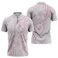Hawaii Plumeria Lokelani Pikake Lei Zipper Polo Shirt Poni Mama Polynesian Tattoo