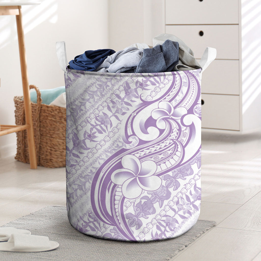 Hawaii Plumeria Lokelani Pikake Lei Laundry Basket Poni Polynesian Tattoo LT9 Purple - Polynesian Pride