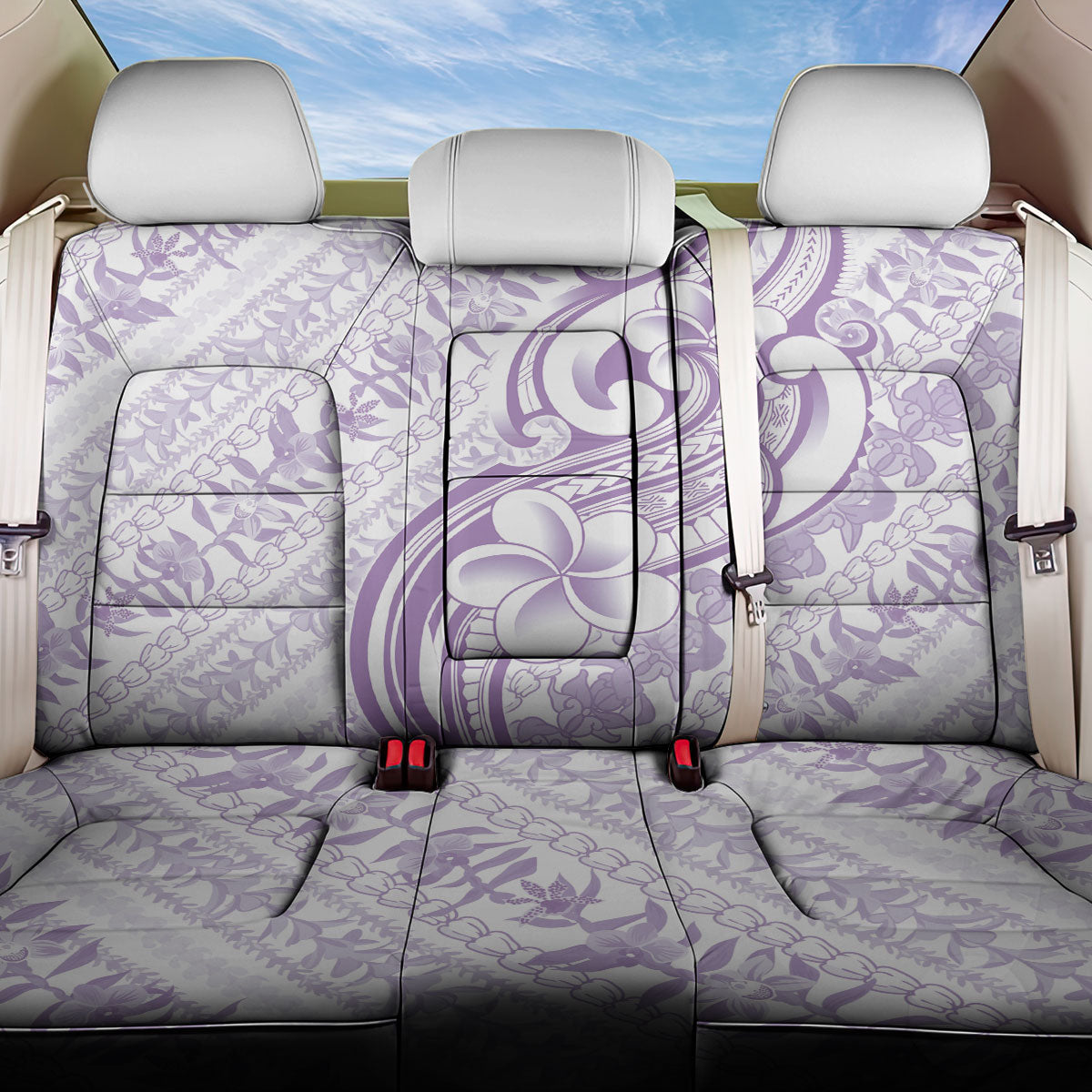 Hawaii Plumeria Lokelani Pikake Lei Back Car Seat Cover Poni Polynesian Tattoo LT9 One Size Purple - Polynesian Pride