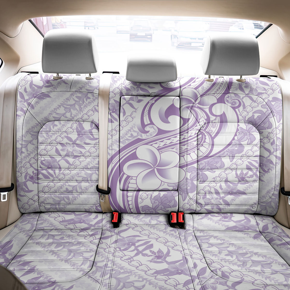 Hawaii Plumeria Lokelani Pikake Lei Back Car Seat Cover Poni Polynesian Tattoo LT9 - Polynesian Pride