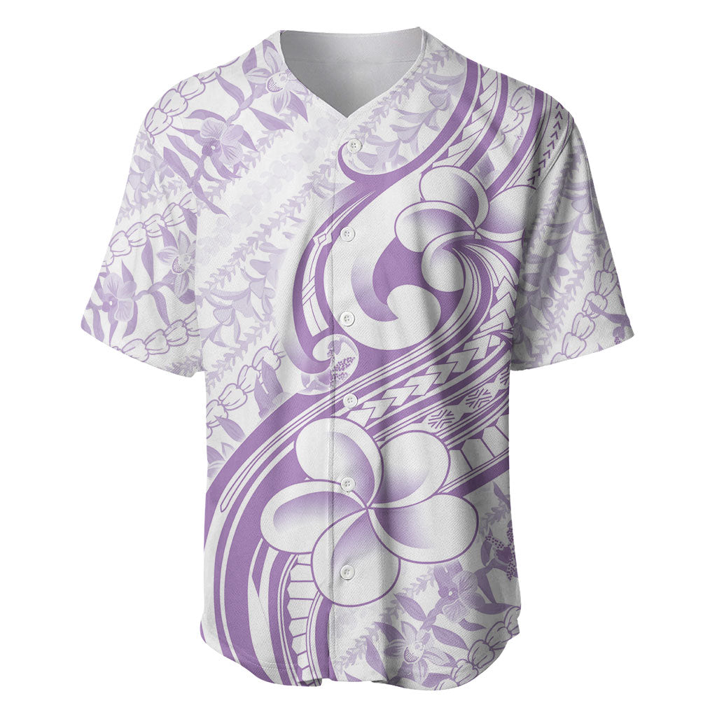 Hawaii Plumeria Lokelani Pikake Lei Baseball Jersey Poni Polynesian Tattoo LT9 Purple - Polynesian Pride