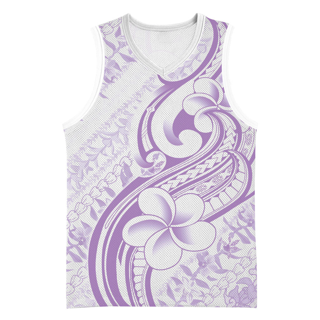 Hawaii Plumeria Lokelani Pikake Lei Basketball Jersey Poni Polynesian Tattoo LT9 Unisex Purple - Polynesian Pride
