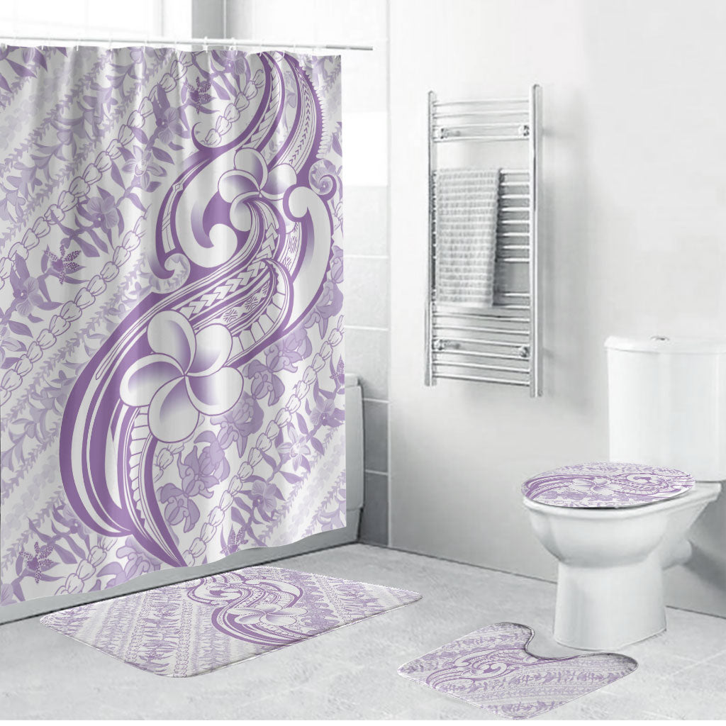 Hawaii Plumeria Lokelani Pikake Lei Bathroom Set Poni Polynesian Tattoo LT9 Bathroom Set (4 pcs) Purple - Polynesian Pride