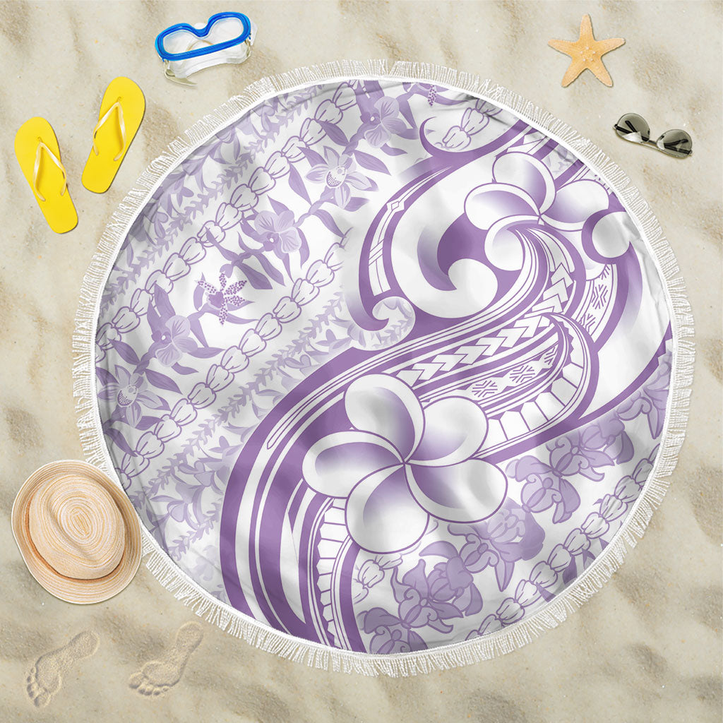 Hawaii Plumeria Lokelani Pikake Lei Beach Blanket Poni Polynesian Tattoo LT9 One Size 150cm Purple - Polynesian Pride