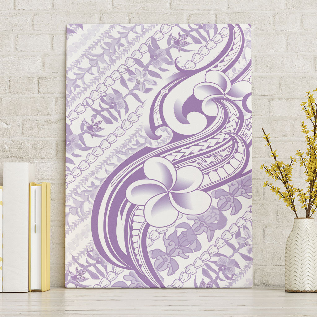 Hawaii Plumeria Lokelani Pikake Lei Canvas Wall Art Poni Polynesian Tattoo LT9 Without Frame Purple - Polynesian Pride