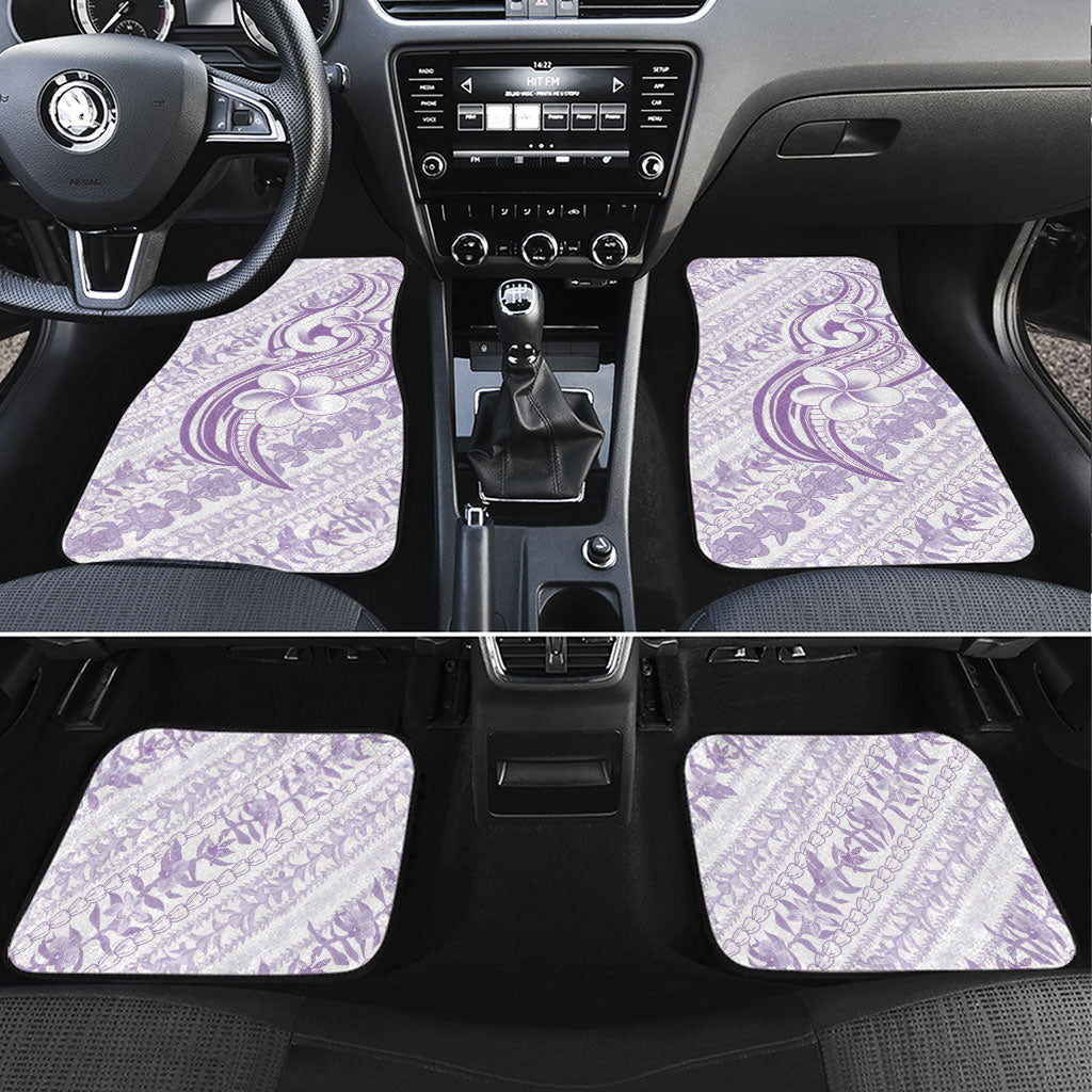 Hawaii Plumeria Lokelani Pikake Lei Car Mats Poni Polynesian Tattoo LT9 Set 4pcs Purple - Polynesian Pride