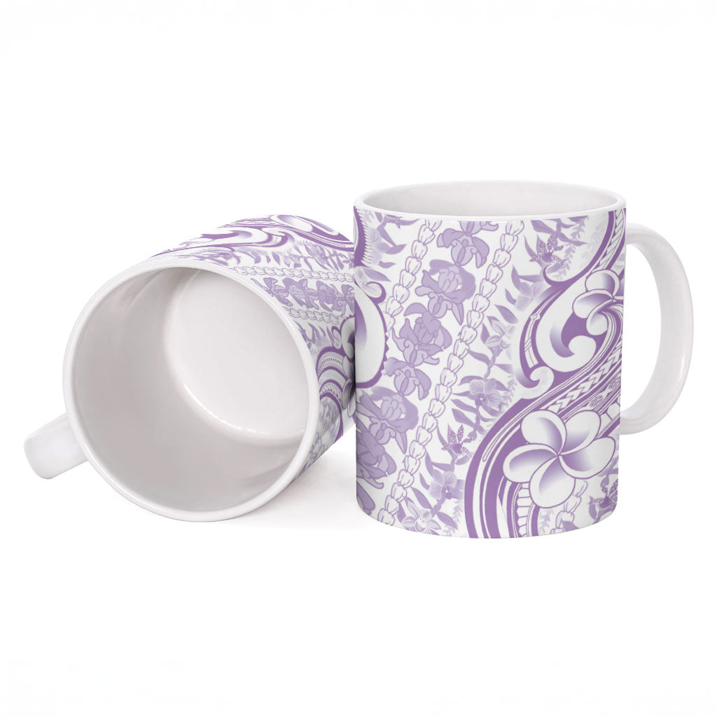 Hawaii Plumeria Lokelani Pikake Lei Ceramic Mug Poni Polynesian Tattoo