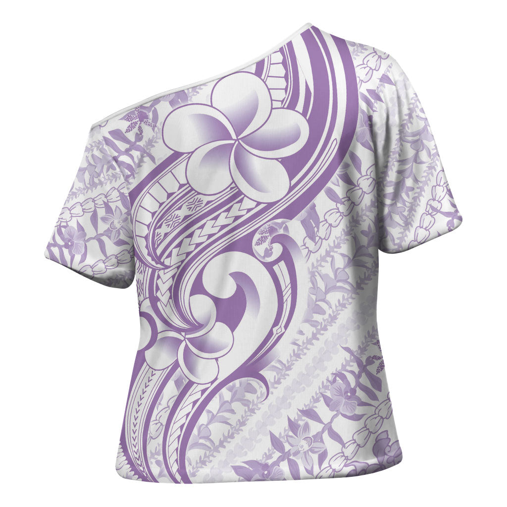 Hawaii Plumeria Lokelani Pikake Lei Cross Shoulder Shirt Poni Polynesian Tattoo LT9 - Polynesian Pride