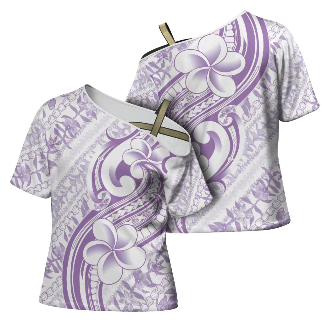 Hawaii Plumeria Lokelani Pikake Lei Cross Shoulder Shirt Poni Polynesian Tattoo LT9 - Polynesian Pride