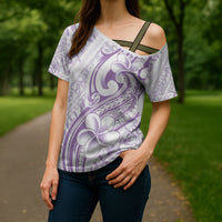 Hawaii Plumeria Lokelani Pikake Lei Cross Shoulder Shirt Poni Polynesian Tattoo LT9 - Polynesian Pride