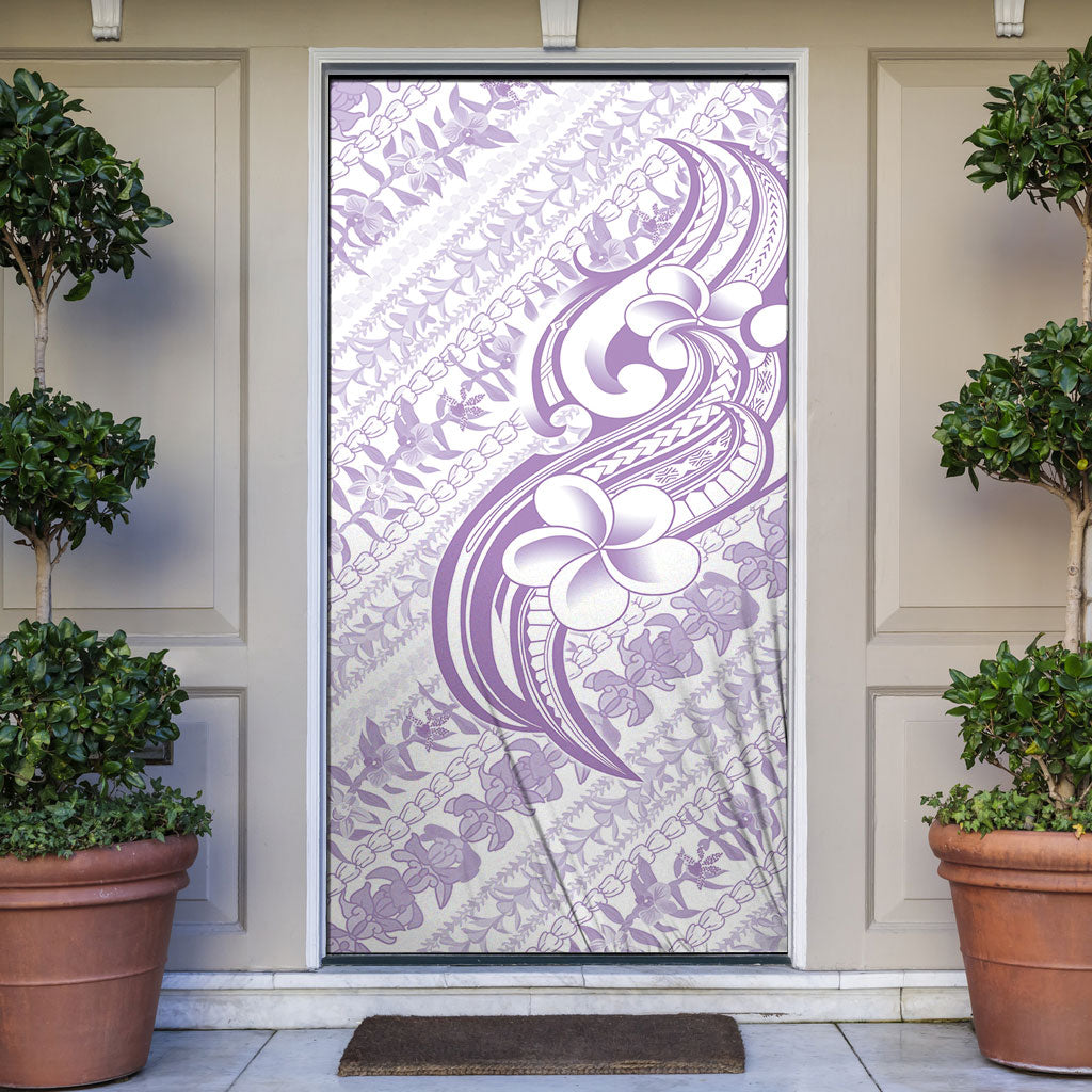 Hawaii Plumeria Lokelani Pikake Lei Door Cover Poni Polynesian Tattoo LT9 Purple - Polynesian Pride