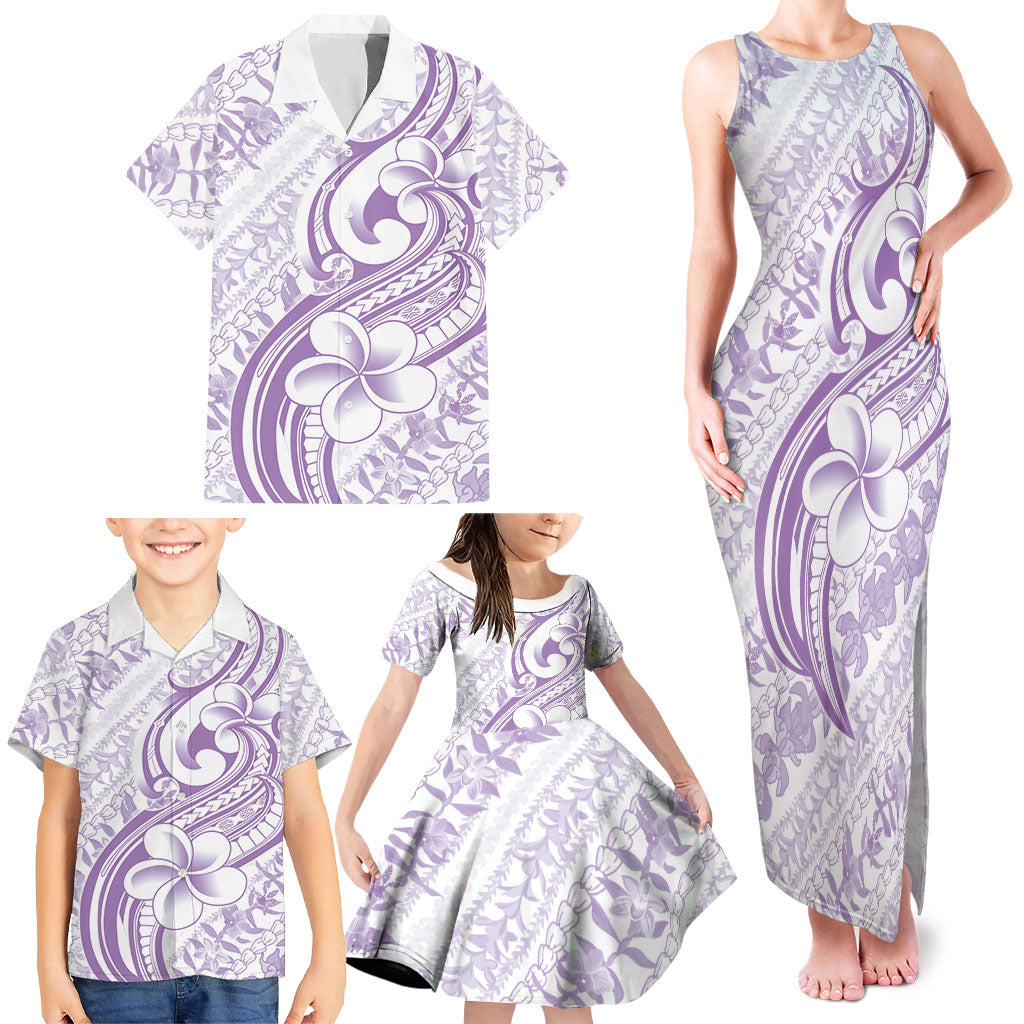 Hawaii Plumeria Lokelani Pikake Lei Family Matching Tank Maxi Dress and Hawaiian Shirt Poni Polynesian Tattoo LT9 - Polynesian Pride