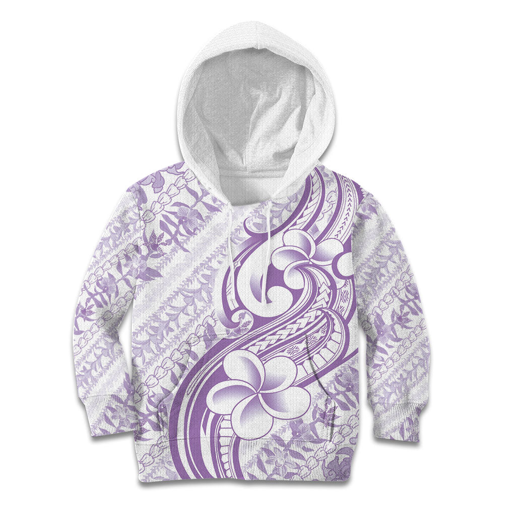 Hawaii Plumeria Lokelani Pikake Lei Kid Hoodie Poni Polynesian Tattoo LT9 Hoodie Purple - Polynesian Pride