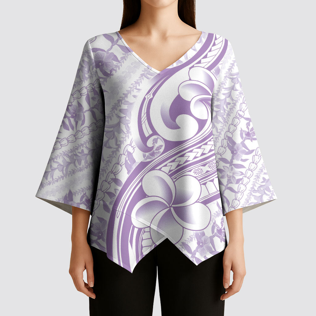 Hawaii Plumeria Lokelani Pikake Lei Kimono Sleeve Blouse Poni Polynesian Tattoo LT9 - Polynesian Pride