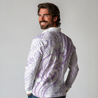 Hawaii Plumeria Lokelani Pikake Lei Long Sleeve Polo Shirt Poni Polynesian Tattoo