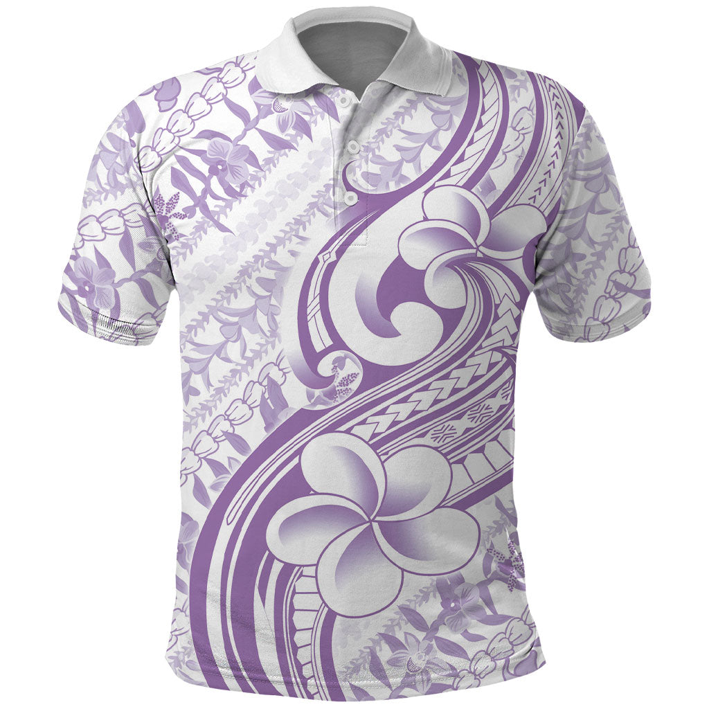 Hawaii Plumeria Pikake Lei – Polo Shirt – Polynesian Tattoo Pattern LT9 Purple - Polynesian Pride