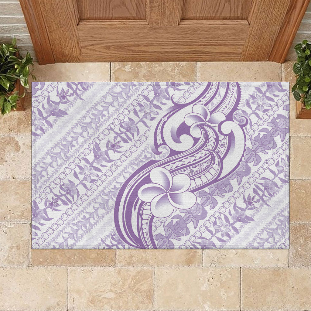 Hawaii Plumeria Lokelani Pikake Lei Rubber Doormat Poni Polynesian Tattoo LT9 Purple - Polynesian Pride