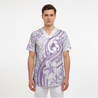Hawaii Plumeria Lokelani Pikake Lei Scrub Top Poni Polynesian Tattoo LT9 - Polynesian Pride