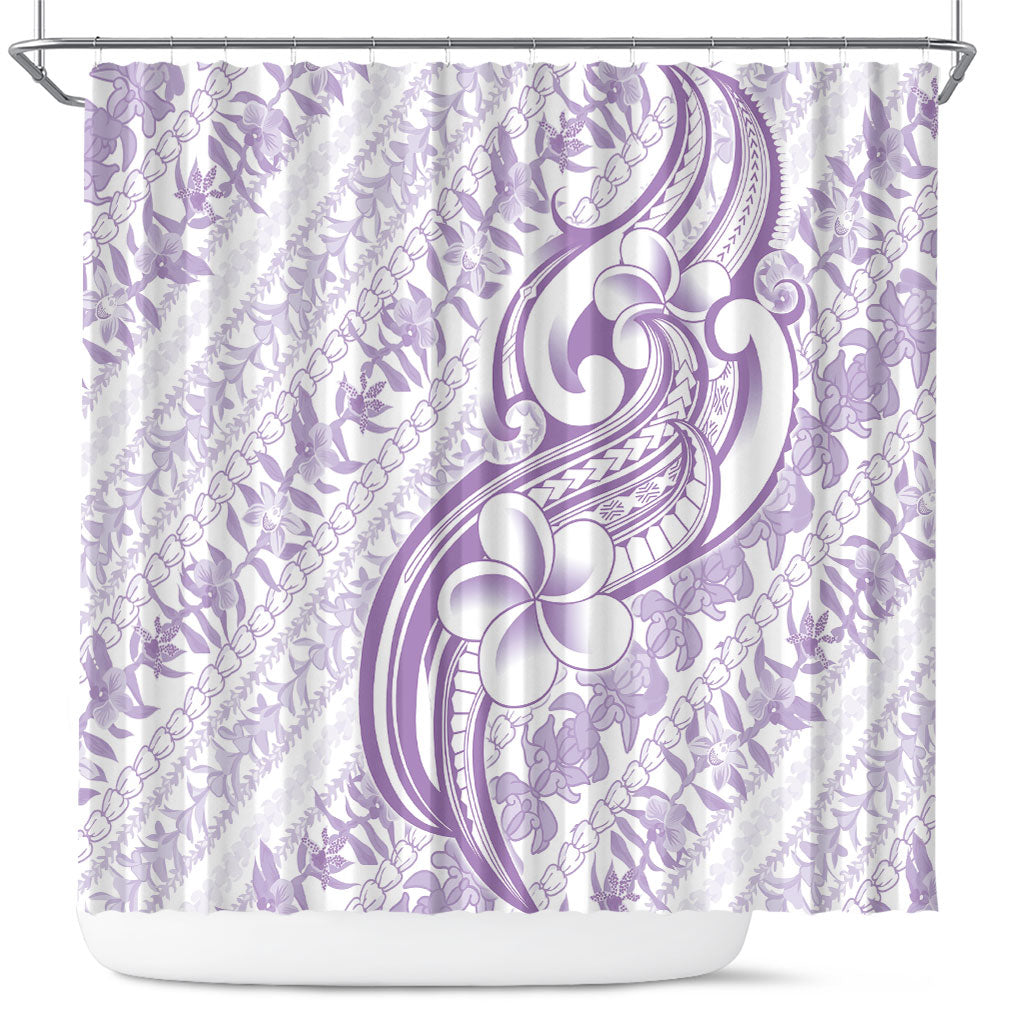 Hawaii Plumeria Lokelani Pikake Lei Shower Curtain Poni Polynesian Tattoo LT9 Purple - Polynesian Pride