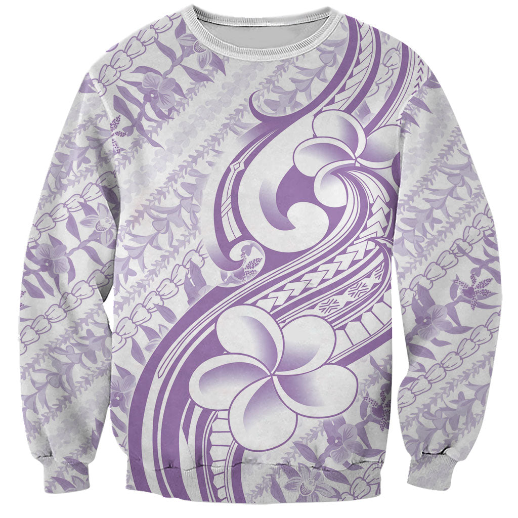 Hawaii Plumeria Lokelani Pikake Lei Sweatshirt Poni Polynesian Tattoo LT9 Unisex Purple - Polynesian Pride