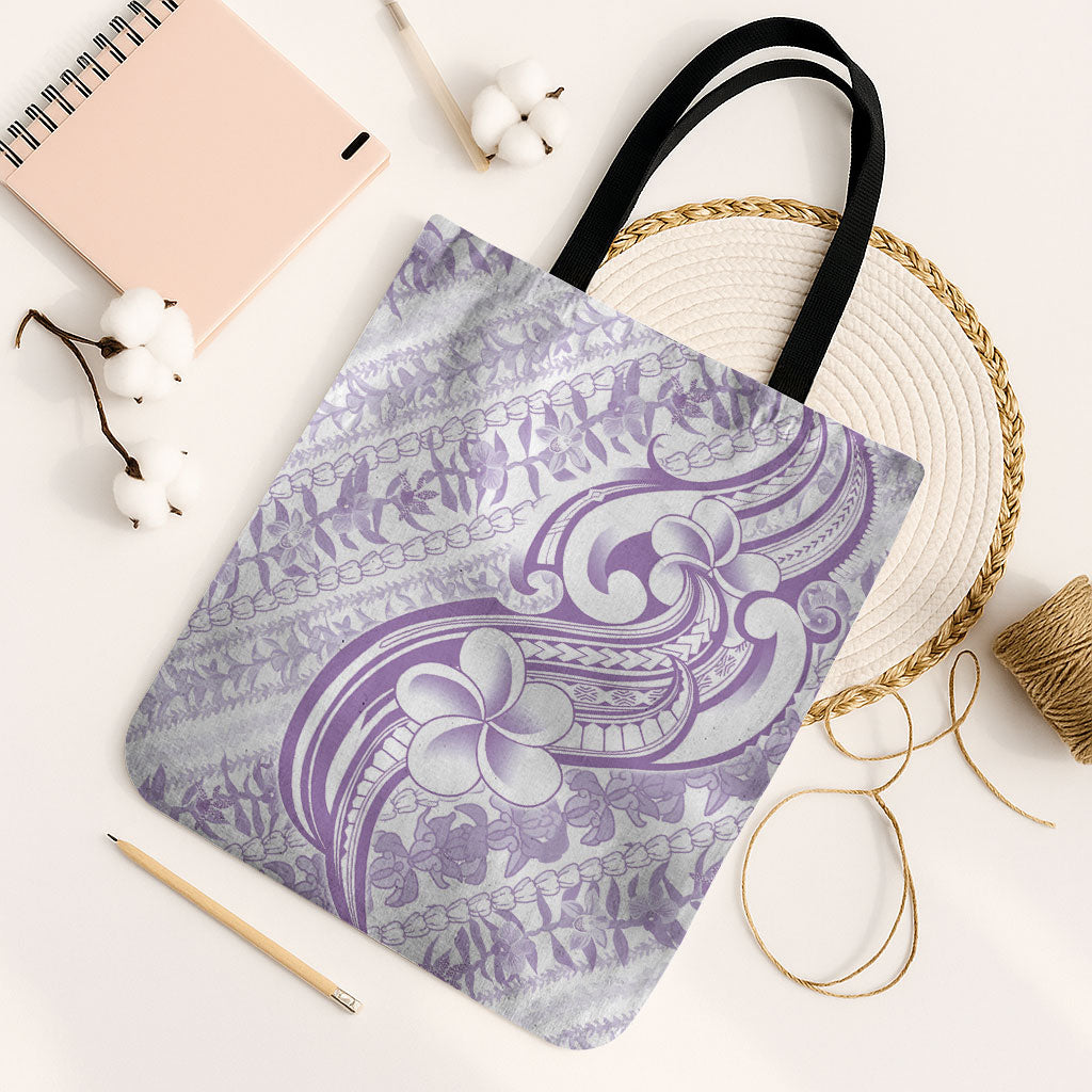 Hawaii Plumeria Lokelani Pikake Lei Tote Bag Poni Polynesian Tattoo LT9 Black Strap One Size Purple - Polynesian Pride