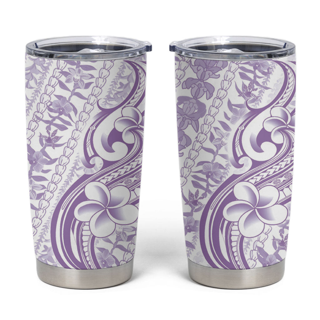 Hawaii Plumeria Lokelani Pikake Lei Tumbler Cup Poni Polynesian Tattoo LT9 Purple - Polynesian Pride