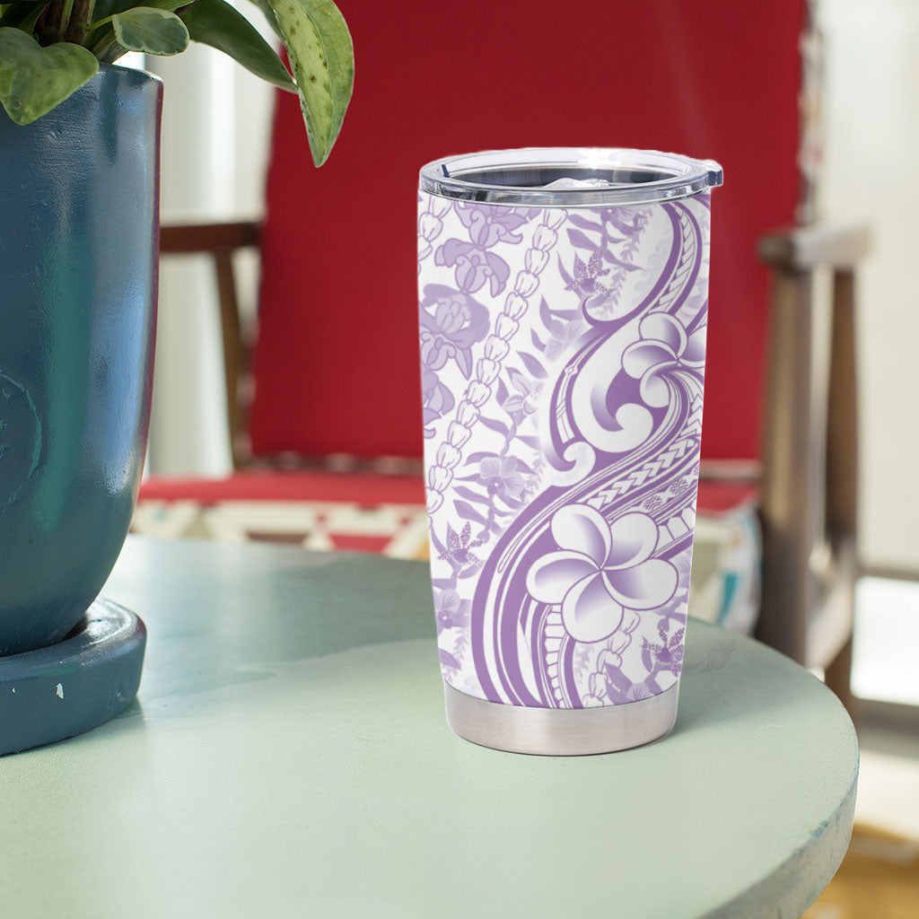 Hawaii Plumeria Lokelani Pikake Lei Tumbler Cup Poni Polynesian Tattoo LT9 - Polynesian Pride