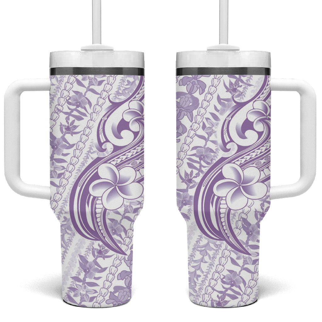 Hawaii Plumeria Lokelani Pikake Lei Tumbler With Handle Poni Polynesian Tattoo LT9 One Size: 40 oz Purple - Polynesian Pride