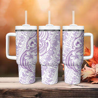 Hawaii Plumeria Lokelani Pikake Lei Tumbler With Handle Poni Polynesian Tattoo