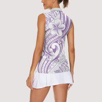 Hawaii Plumeria Lokelani Pikake Lei Women Sleeveless Polo Shirt Poni Polynesian Tattoo