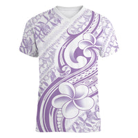 Hawaii Plumeria Lokelani Pikake Lei Women V-Neck T-Shirt Poni Polynesian Tattoo