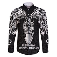 New Zealand Te Reo Maori Family Matching Tank Maxi Dress and Hawaiian Shirt Kia Kaha Maori Language Week Black Style LT9 Dad's Shirt - Long Sleeve Black - Polynesian Pride