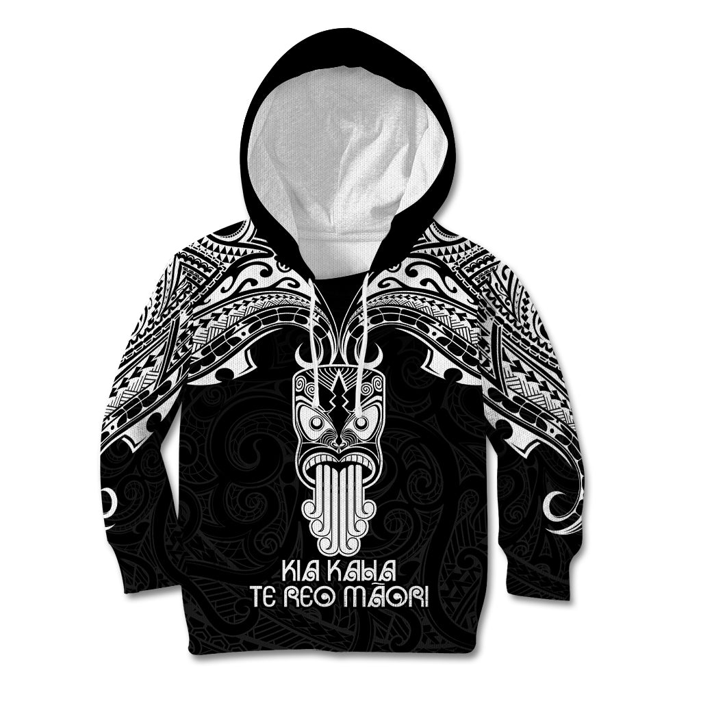 New Zealand Te Reo Maori Kid Hoodie Kia Kaha Maori Language Week Black Style LT9 Black - Polynesian Pride