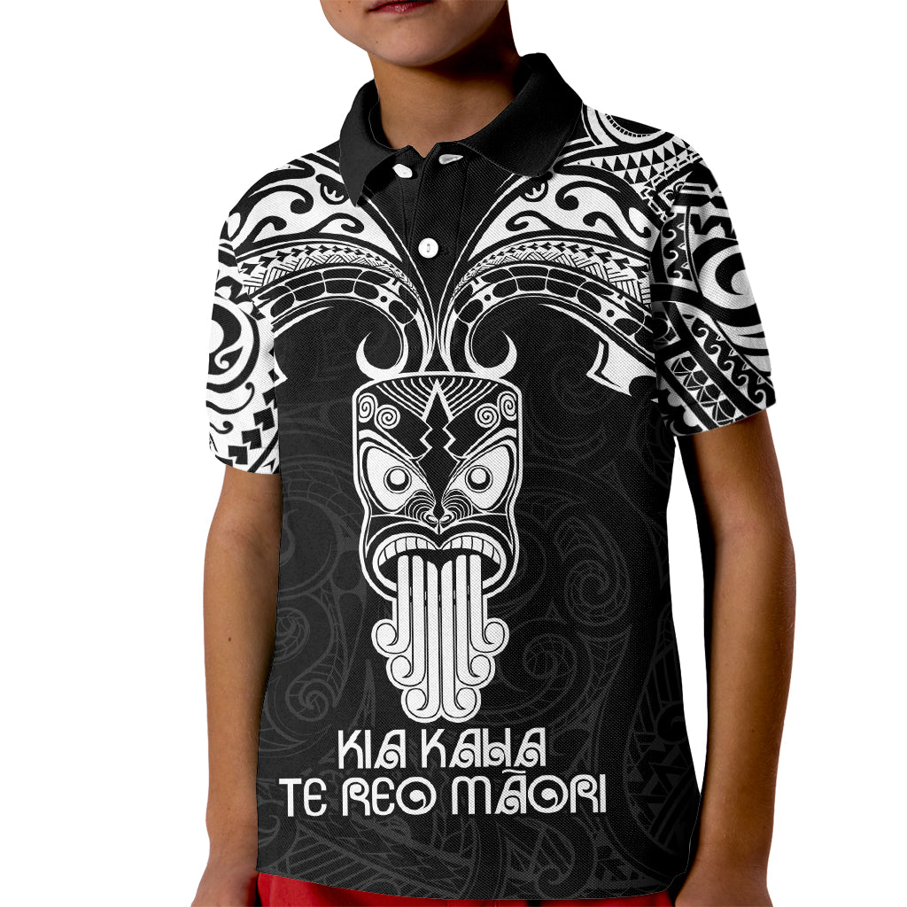 New Zealand Te Reo Maori Kid Polo Shirt Kia Kaha Maori Language Week Black Style LT9 Kid Black - Polynesian Pride