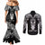 Personalised New Zealand Te Reo Maori Couples Matching Mermaid Dress and Long Sleeve Button Shirts Kia Kaha Maori Language Week Black Style LT9 - Polynesian Pride