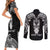 Personalised New Zealand Te Reo Maori Couples Matching Short Sleeve Bodycon Dress and Long Sleeve Button Shirts Kia Kaha Maori Language Week Black Style LT9 - Polynesian Pride