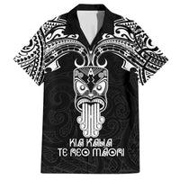 Personalised New Zealand Te Reo Maori Family Matching Off Shoulder Long Sleeve Dress and Hawaiian Shirt Kia Kaha Maori Language Week Black Style LT9 Dad's Shirt - Short Sleeve Black - Polynesian Pride