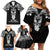 Personalised New Zealand Te Reo Maori Family Matching Off Shoulder Short Dress and Hawaiian Shirt Kia Kaha Maori Language Week Black Style LT9 - Polynesian Pride