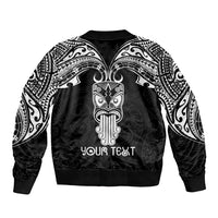 Personalised New Zealand Te Reo Maori Sleeve Zip Bomber Jacket Kia Kaha Maori Language Week Black Style LT9 - Polynesian Pride