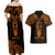 Personalised New Zealand Te Reo Maori Couples Matching Off Shoulder Maxi Dress and Hawaiian Shirt Kia Kaha Maori Language Week Gold Style LT9 - Polynesian Pride