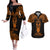 Personalised New Zealand Te Reo Maori Couples Matching Off The Shoulder Long Sleeve Dress and Hawaiian Shirt Kia Kaha Maori Language Week Gold Style LT9 Gold - Polynesian Pride