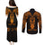 Personalised New Zealand Te Reo Maori Couples Matching Puletasi Dress and Long Sleeve Button Shirts Kia Kaha Maori Language Week Gold Style LT9 - Polynesian Pride