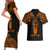 Personalised New Zealand Te Reo Maori Couples Matching Short Sleeve Bodycon Dress and Hawaiian Shirt Kia Kaha Maori Language Week Gold Style LT9 - Polynesian Pride